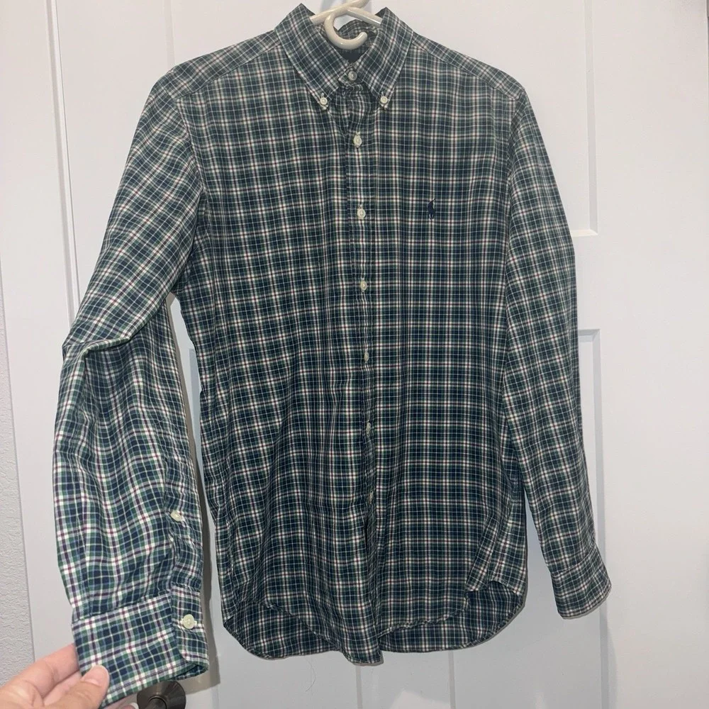 Polo Ralph Lauren Oxford Multicolor Plaid Blue Pony Cotton Button Down Shirt S/P